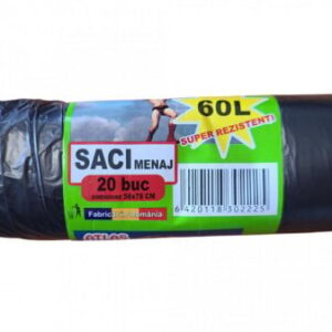 Saci menajeri 60L,100 buc – negri – 20 buc x 5 role